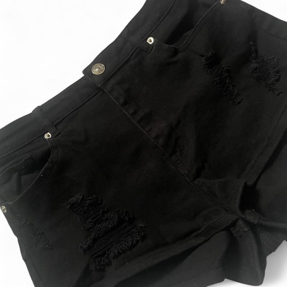 Black Denim Distressed Booty Shorts • H&M • SIZE - 8